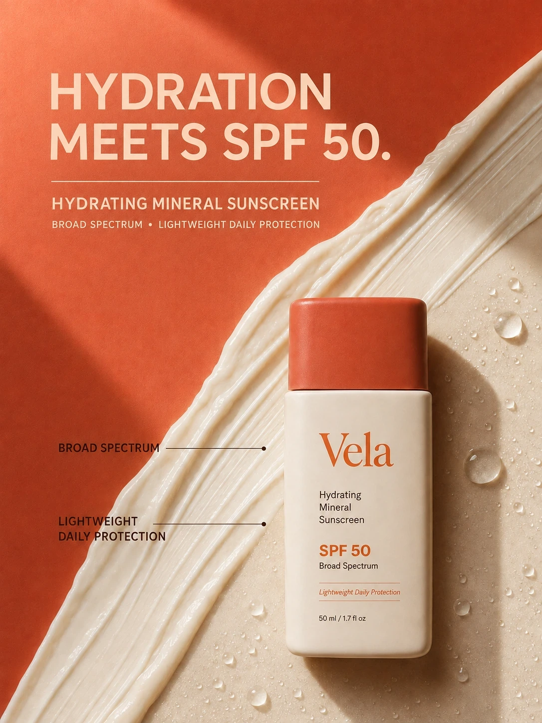 Vela original hydration and SPF ad